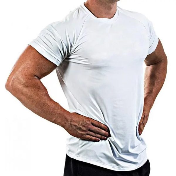 2022 Custom Logo Spandex Polyester T Shirt Compression Breathable Athletic Gym Men's T- Quick Dry Sport T For Men - Image 5