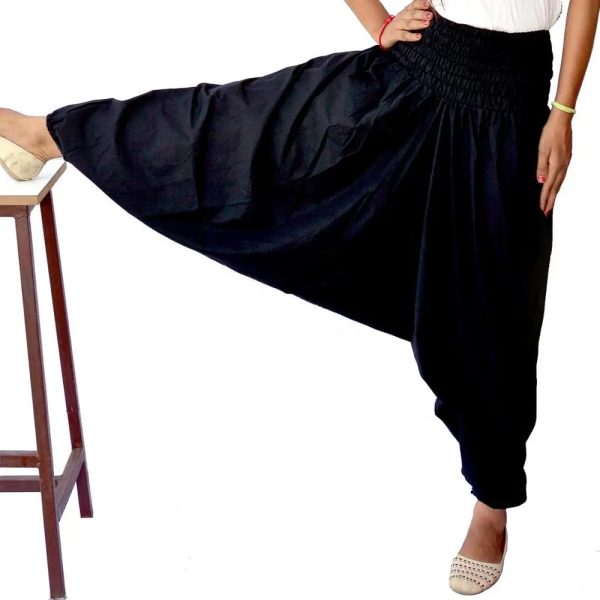 Hot Selling Indian Cotton Men And Women Harem Yoga Black Plain Unisex Trouser Wholesale - Image 3