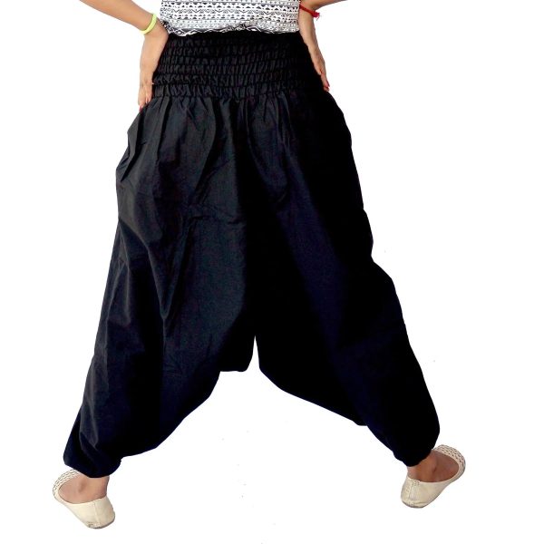 Hot Selling Indian Cotton Men And Women Harem Yoga Black Plain Unisex Trouser Wholesale - Image 2