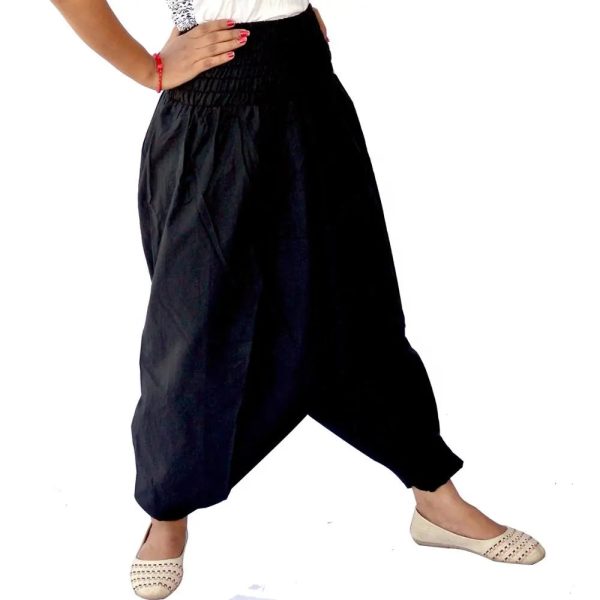 Hot Selling Indian Cotton Men And Women Harem Yoga Black Plain Unisex Trouser Wholesale - Image 4