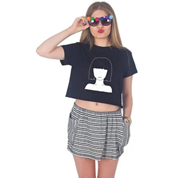 Women Crop Ringer Heather Grey T Shirt Hot fashion Girls Print Ringer Tee Summer Grey Basic Breathable cotton T - Image 5